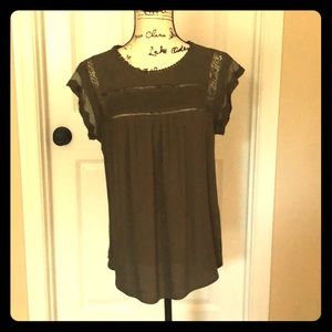 Army green short sleeve blouse
